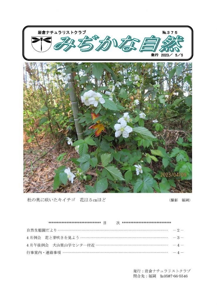 みぢかな自然第375号 5月号会報-1 
