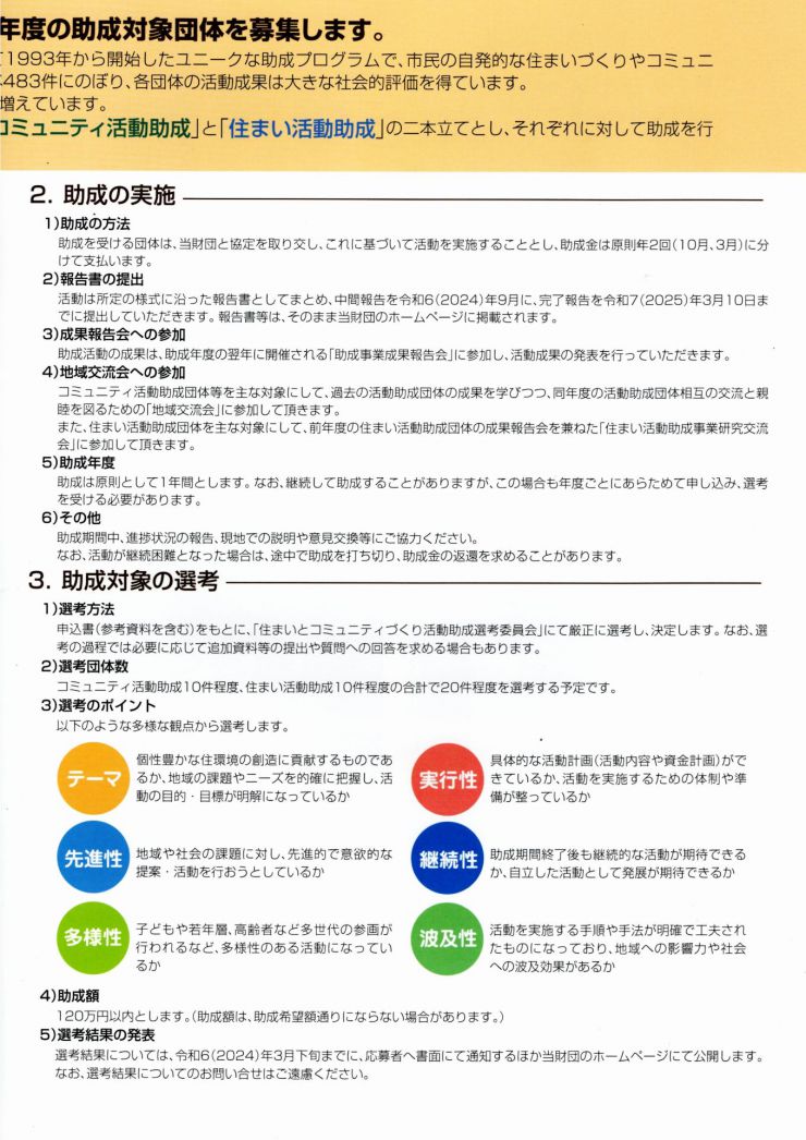 住まいとコミュニティづくり活動助成 パンフレット 3